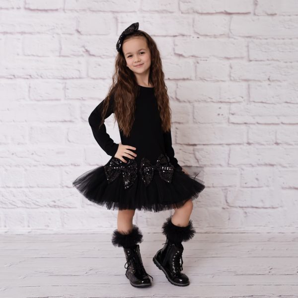 Daga - Shine & Glow Bow Tutu Dress - Black For Discount