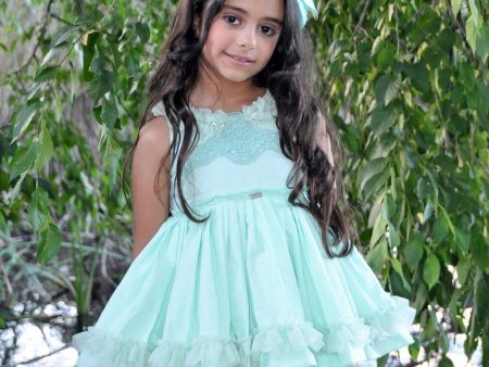 LA AMAPOLA - Gema Puffball Dress - Mint Online Hot Sale