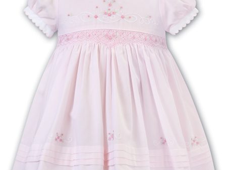 SARAH LOUISE -  Smocked Peter Pan Collar With Pink Flower Detail Dress - Pink Online