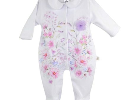 FIRST BABY - Flowers Babygrow  - White Online now