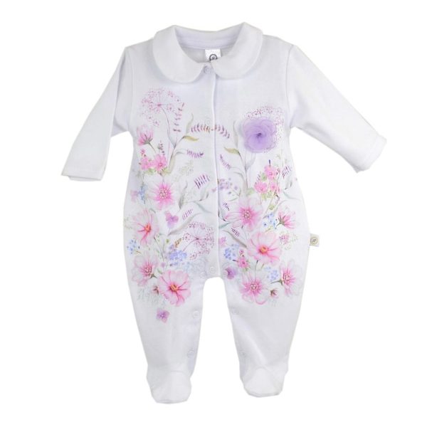 FIRST BABY - Flowers Babygrow  - White Online now