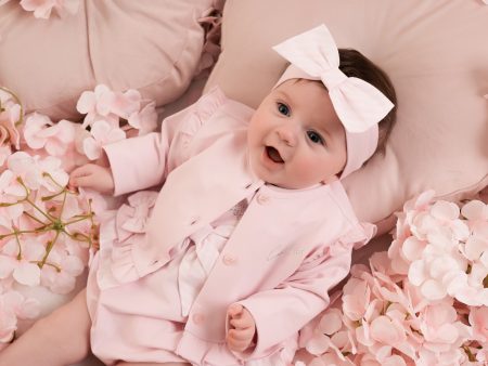 LITTLE A - Ashleigh Cardi With Bow Detail - Pink Blossom Hot on Sale