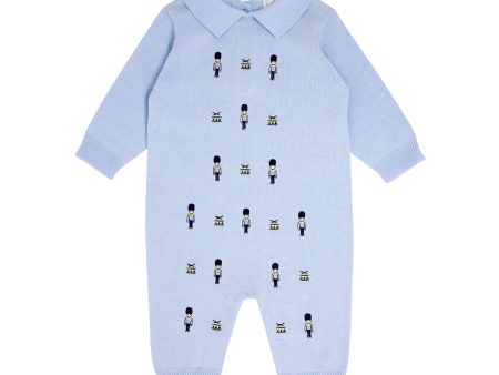 BLUES BABY -  Solider Knit Romper - Blue For Cheap