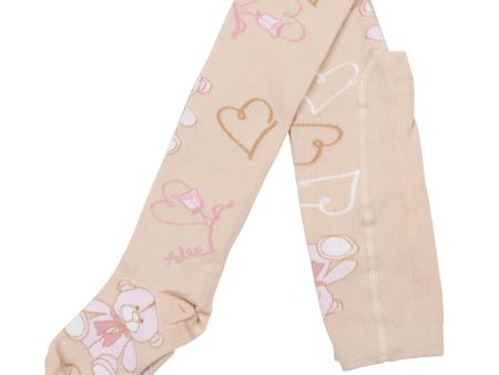 A DEE - Abstract Teddy Serenity Teddy Print Tights - Beige Supply