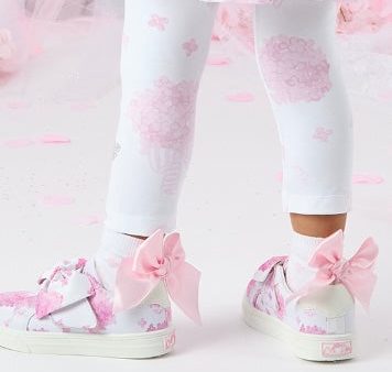 A DEE - Clemintine Heavenly Hydrangea Print Bow Ankle Socks  - Bright White For Sale