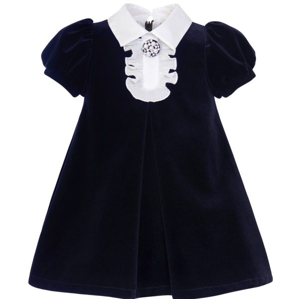 BALLOON CHIC - Velvet  Dress - Navy Supply