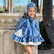 LA AMAPOLA - Matilda Baby Dress & Bonnet - Blue Online Sale