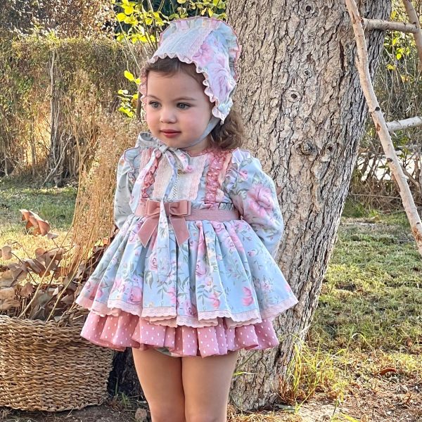 LA AMAPOLA - Kira Baby Dress & Bonnet - Pink Sale