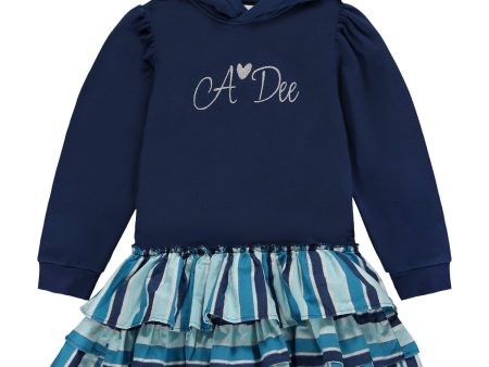 A DEE - Mr Unicorn Davina Stripe Hooded Dress - Teal Fashion