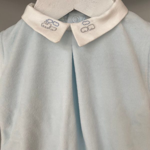 Coccode - Embroidered Collar Babygrow - Baby Blue Online Hot Sale