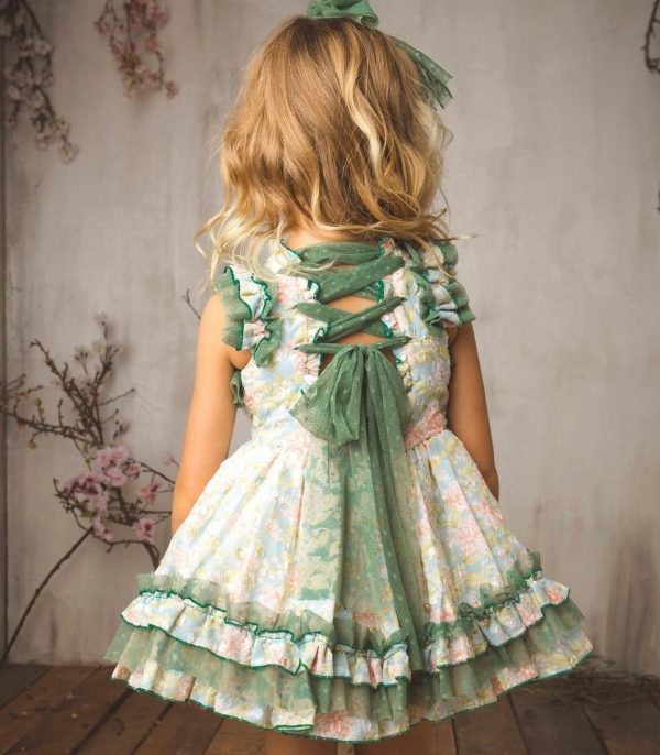 LA AMAPOLA - Garden Puffball Dress - Green Online Hot Sale