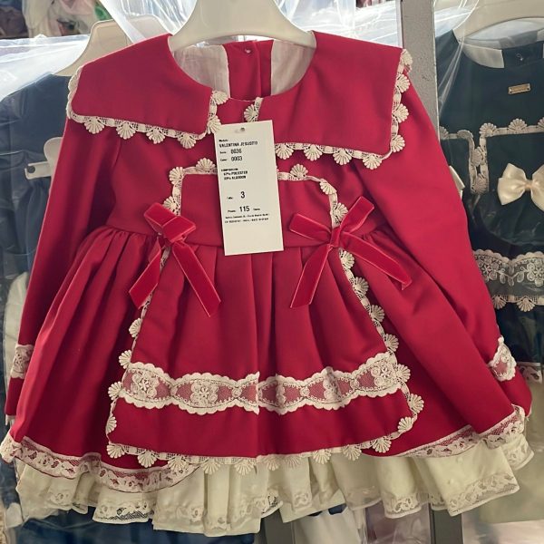 LA AMAPOLA - Valentina Baby Dress & Bonnet - Red Hot on Sale