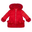 LITTLE A - Festive Hearts Honey Faux Fur Padded Jacket - Red Cheap