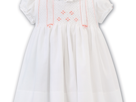 SARAH LOUISE -  Smocked Frill Collar With Peach Detail Dress - Ivory Cheap