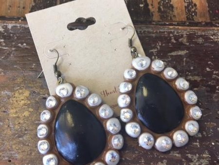 Black Teardrop Clay Earrings For Cheap