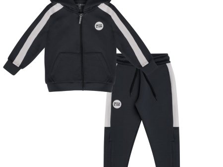 MITCH & SON - Calvin-Christopher Three Piece Poly Zipper Tracksuit - Dark Grey Hot on Sale