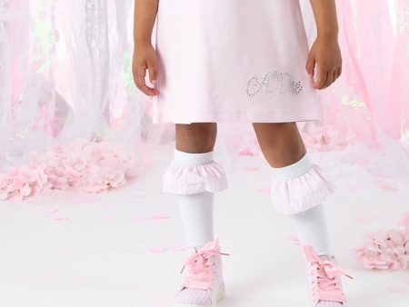 A DEE - Colette Heavenly Hydrangea Seersucker Frill Knee High Socks  - Bright White For Sale