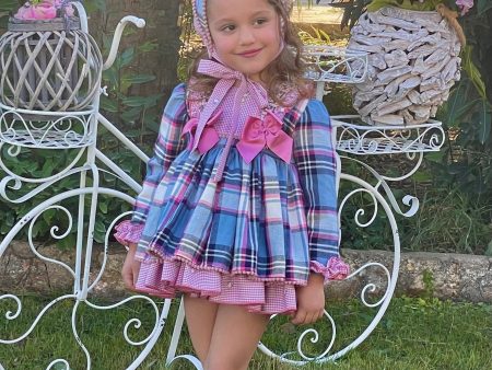 LA AMAPOLA - Cristel Baby Dress & Bonnet - Blue For Cheap