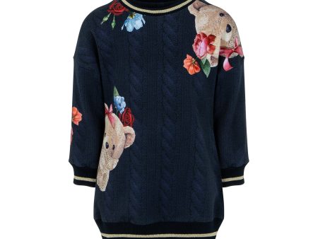 LAPIN HOUSE - Teddy Rose Jumper Dress - Navy For Cheap