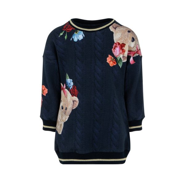 LAPIN HOUSE - Teddy Rose Jumper Dress - Navy For Cheap