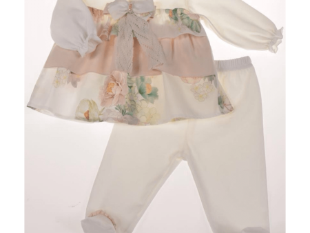 BARCELLINO - Floral Two Piece, Bib & Blanket - Peach For Sale