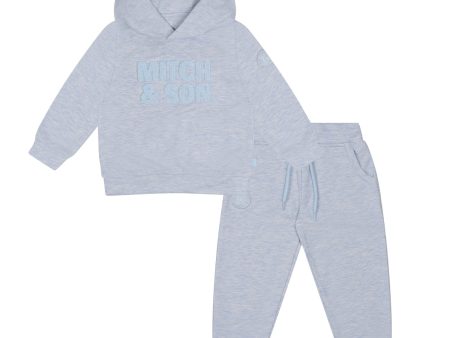 MITCH & SON - Alex Melange Hoody Tracksuit - Pale Blue Hot on Sale