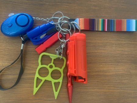 Red Serape Print Safety Keychain For Cheap