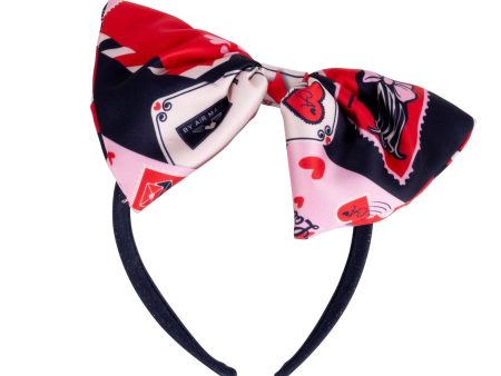 A DEE - From A Dee With Love Rosalie Envelope Print Hairband - Dark Navy Fashion