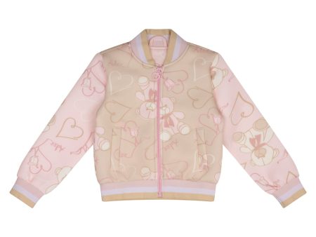 A DEE - Abstract Teddy Sassy Trddy Print Bomber Jacket - Beige Online