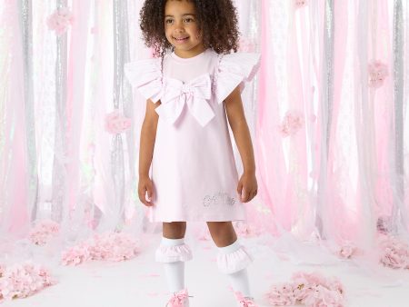 A DEE - Cali Heavenly Hydrangea Sweat Dress With Large Bow - Pink Blossom Fashion