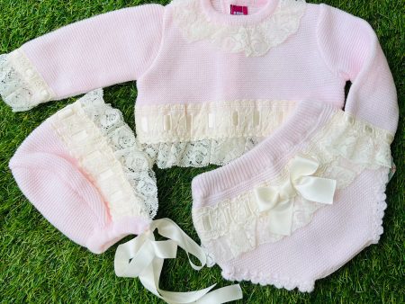 Nini - Three Piece Jam Pant Knit Set  - Pink Sale