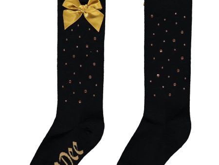 A DEE - Baroque Love Beth Diamanté Knee High Socks - Black Online now