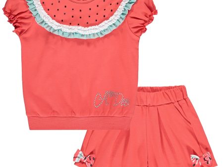 A DEE - Enya Watermelon Sweatshirt Short Set - Red Online now