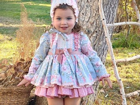 LA AMAPOLA - Kira Baby Dress & Bonnet - Pink Sale