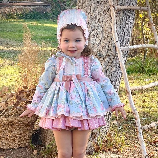 LA AMAPOLA - Kira Baby Dress & Bonnet - Pink Sale