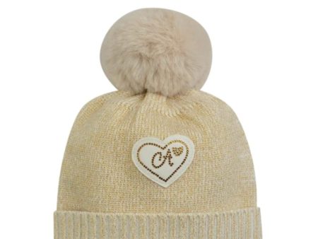 LITTLE A - As Good As Gold Fernanda Metalic Pom Pom Hat - Gold Fashion