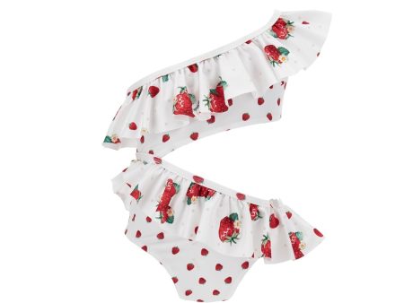 MONNALISA - Strawberry Swimsuit - White Online Hot Sale