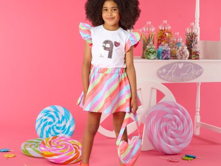 A DEE - Enya Lollipop Love Stripe Skort Set - Bright White Online Sale