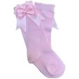 TAMBINO - Knee High Double Bow Socks - Baby Pink Online