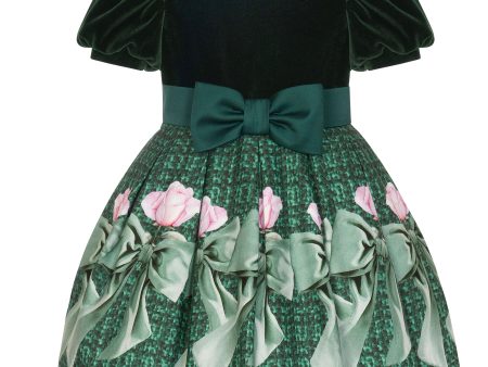 BALLOON CHIC - Velvet Rose Dress - Green Discount