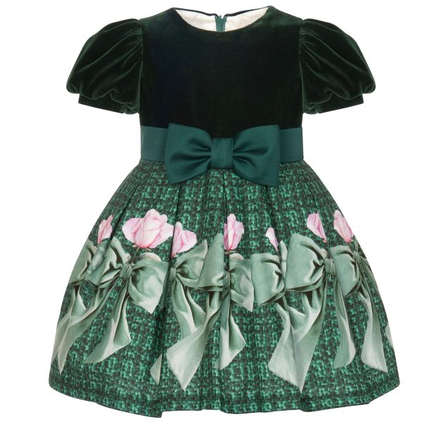 BALLOON CHIC - Velvet Rose Dress - Green Discount