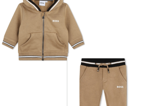 BOSS - Toddler Zip Hoodie Logo Tracksuit  -  Tan Online Hot Sale