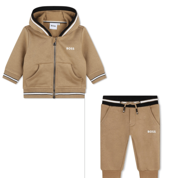 BOSS - Toddler Zip Hoodie Logo Tracksuit  -  Tan Online Hot Sale