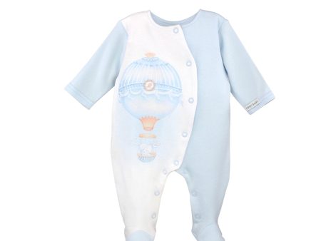 FIRST BABY - Hot Air Ballon Babygrow  - Blue Supply