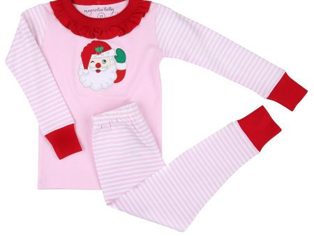 MAGNOLIA BABY -  Winking Santa Applique Pyjamas - Pink Online Hot Sale