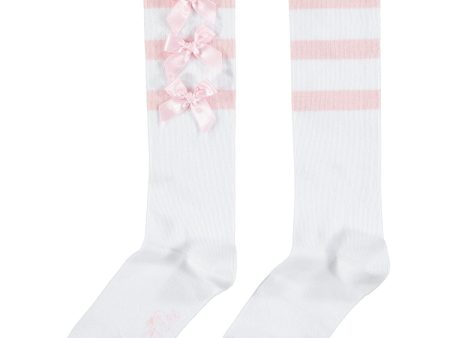 A DEE - Fran Bow Knee High Sock - White For Cheap