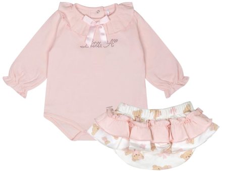 LITTLE A - Bear Hugs Gwen Bear Print Jam Pant Set - Baby Pink Fashion