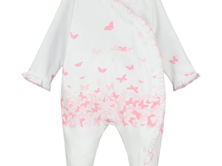 LITTLE A - Demi Butterfly Print Baby Grow - White Online now