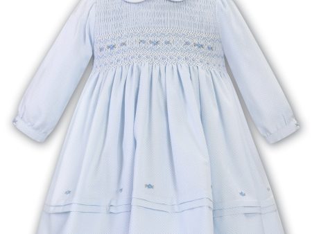 SARAH LOUISE -  Smocked Dress - Blue Discount