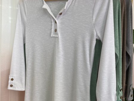 White Solid Henley Shirt For Discount